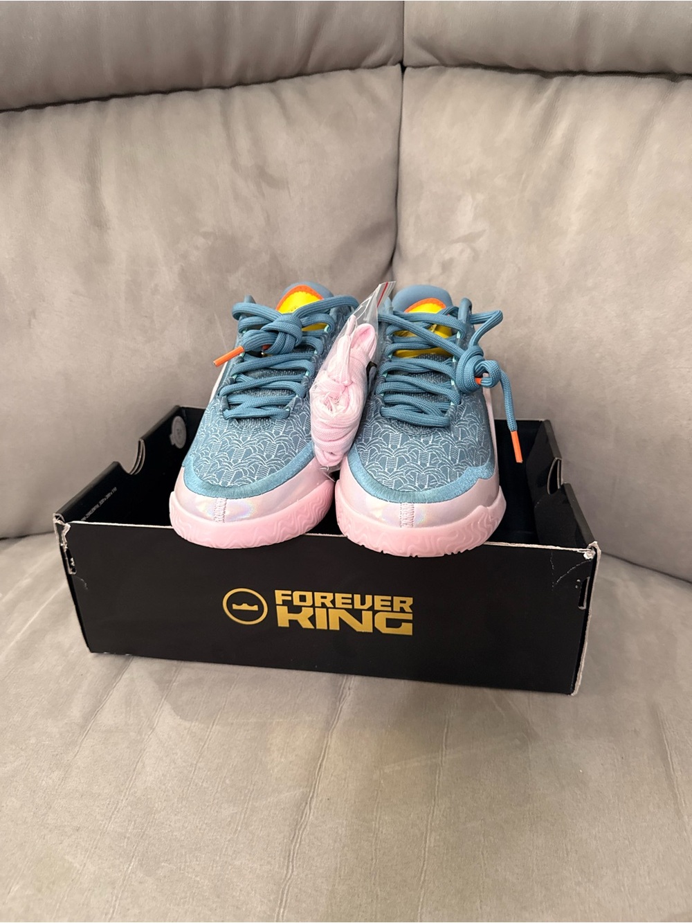 Nike Youth Blue Interior Sneakers with Bright Orange Accent